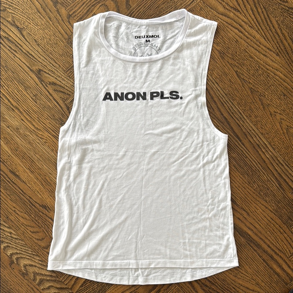 DEUXMOI Anon Pls. Limited Edition Early Drop White Muscle Tank Size Medium
